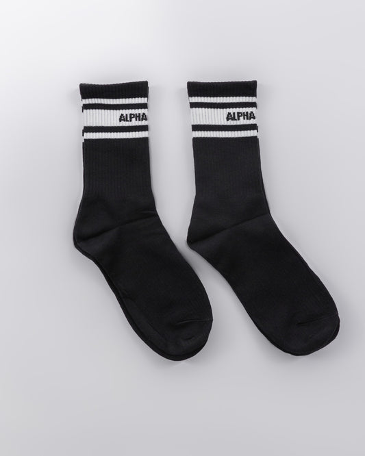 Alpha Wear Crew Socks Black [x2]